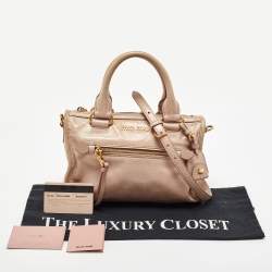 Miu Miu Old Rose Vitello Shine Leather Bauletto Zip Satchel