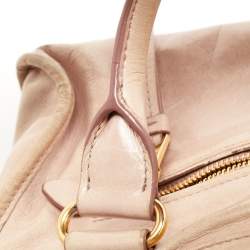 Miu Miu Old Rose Vitello Shine Leather Bauletto Zip Satchel