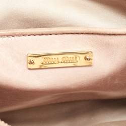 Miu Miu Old Rose Vitello Shine Leather Bauletto Zip Satchel