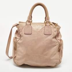 Miu Miu Beige Vitello Luz Leather Multiple Pocket Satchel