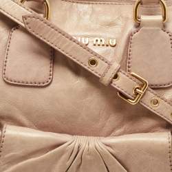 Miu Miu Beige Vitello Luz Leather Multiple Pocket Satchel