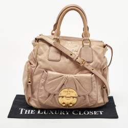 Miu Miu Beige Vitello Luz Leather Multiple Pocket Satchel