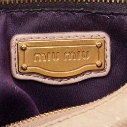 Miu Miu Beige Vitello Luz Leather Multiple Pocket Satchel