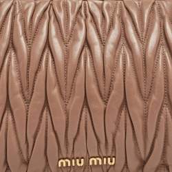 Miu Miu Beige Matelasse Leather Frame Clutch