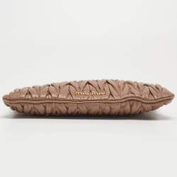 Miu Miu Beige Matelasse Leather Frame Clutch