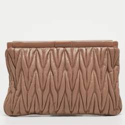 Miu Miu Beige Matelasse Leather Frame Clutch