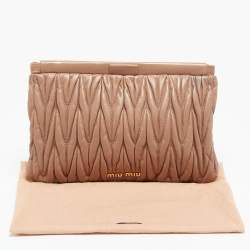 Miu Miu Beige Matelasse Leather Frame Clutch