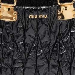 Miu Miu Black Matelassé Patent Leather Tote