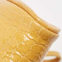 Miu Miu Yellow Croc Embossed Patent Leather Wristlet Pouch
