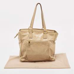 Miu Miu Beige Leather Front Pocket Tote