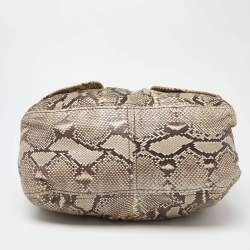 مملوكة مسبقًا Miu Miu Beige Crystal Embellished Python Hobo