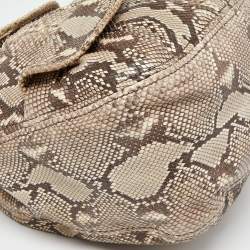 مملوكة مسبقًا Miu Miu Beige Crystal Embellished Python Hobo