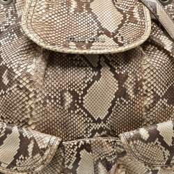 مملوكة مسبقًا Miu Miu Beige Crystal Embellished Python Hobo