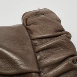 Pre Owned Miu Miu Grey Leather Gathered Tote