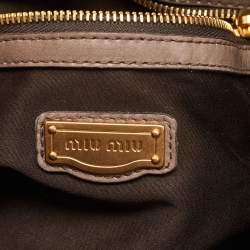 Pre Owned Miu Miu Grey Leather Gathered Tote