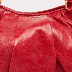 Miu Miu Red Vitello Lux Leather Satchel