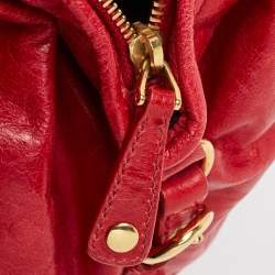 Miu Miu Red Vitello Lux Leather Satchel