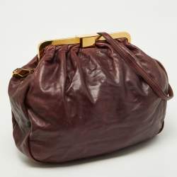 Miu Miu Burgundy Leather Frame Hobo