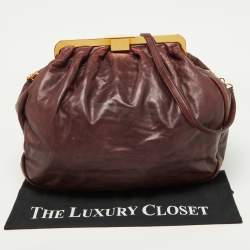 Miu Miu Burgundy Leather Frame Hobo