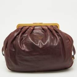 Miu Miu Burgundy Leather Frame Hobo