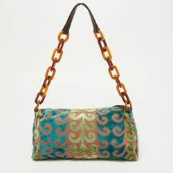 Miu Miu Multicolor Fabric and Velvet Trimmed Chain Link Bag