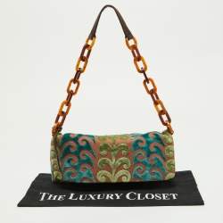 Miu Miu Multicolor Fabric and Velvet Trimmed Chain Link Bag