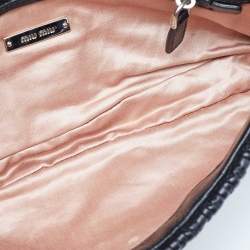 Miu Miu Black Matelassé Leather Crystal Shoulder Bag