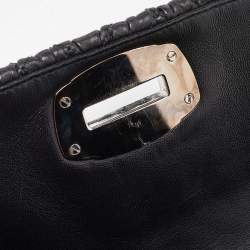 Miu Miu Black Matelassé Leather Crystal Shoulder Bag