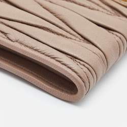 Miu Miu Beige Matelassé Leather Key Lock Continental Wallet