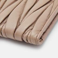 Miu Miu Beige Matelassé Leather Key Lock Continental Wallet