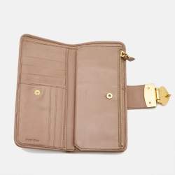 Miu Miu Beige Matelassé Leather Key Lock Continental Wallet