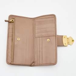 Miu Miu Beige Matelassé Leather Key Lock Continental Wallet