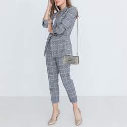 Miu Miu Beige/Black Lizard Embossed Leather Crossbody Bag