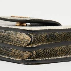 Miu Miu Beige/Black Lizard Embossed Leather Crossbody Bag