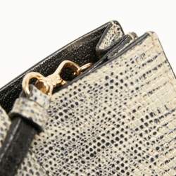Miu Miu Beige/Black Lizard Embossed Leather Crossbody Bag