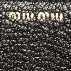 Miu Miu Beige/Black Lizard Embossed Leather Crossbody Bag