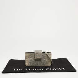 Miu Miu Beige/Black Lizard Embossed Leather Crossbody Bag