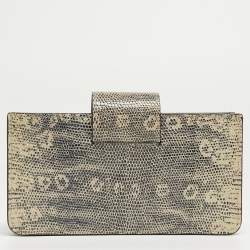 Miu Miu Beige/Black Lizard Embossed Leather Crossbody Bag