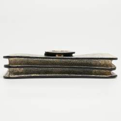 Miu Miu Beige/Black Lizard Embossed Leather Crossbody Bag