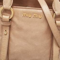 Miu Miu Beige Vitello Shine Leather Tote