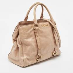 Miu Miu Beige Vitello Shine Leather Tote
