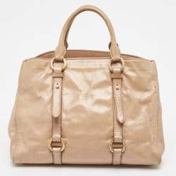Miu Miu Beige Vitello Shine Leather Tote