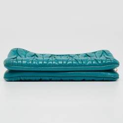 Miu Miu Blue Matalasse Leather Double Zip Chain Clutch