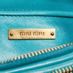 Miu Miu Blue Matalasse Leather Double Zip Chain Clutch