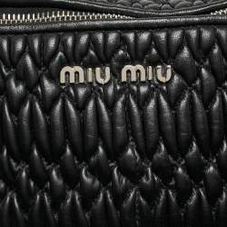 Miu Miu Black Matelasse Leather Shopper Tote