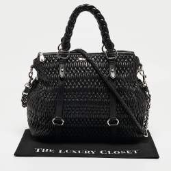 Miu Miu Black Matelasse Leather Shopper Tote