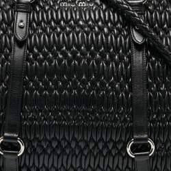 Miu Miu Black Matelasse Leather Shopper Tote