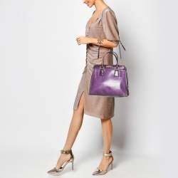 Miu Miu Two Tone Purple Leather Middle Zip Tote