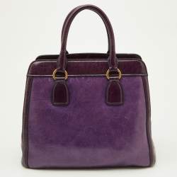 Miu Miu Two Tone Purple Leather Middle Zip Tote
