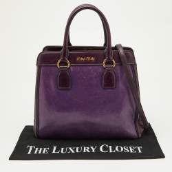 Miu Miu Two Tone Purple Leather Middle Zip Tote